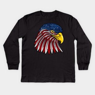 US Flag Eagle Kids Long Sleeve T-Shirt